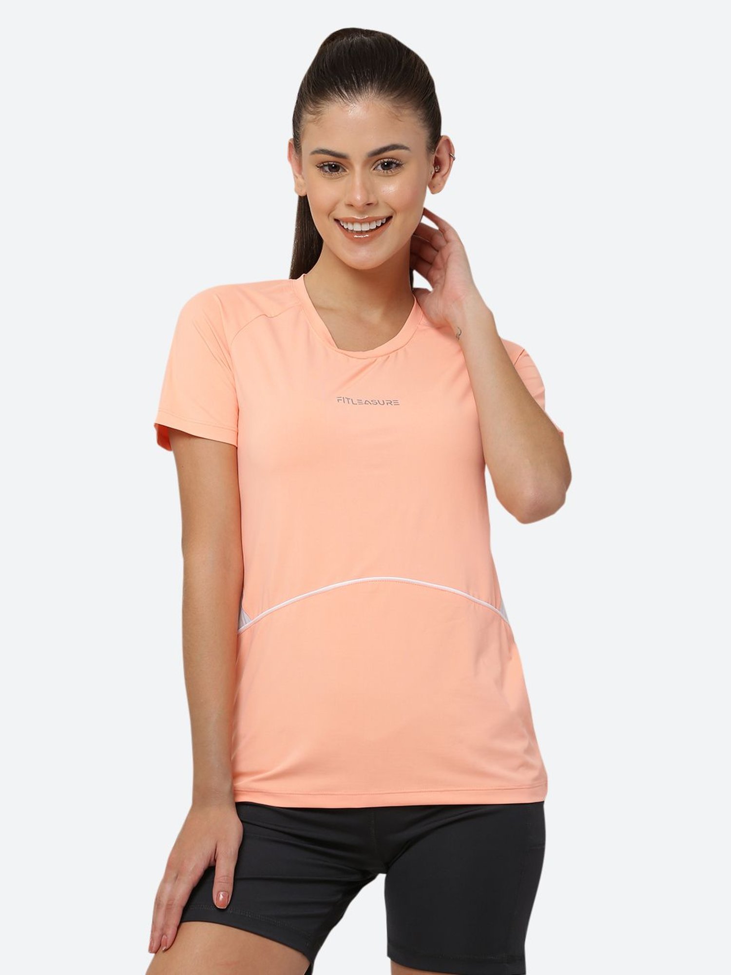 Fitleasure Peach Regular Fit T-Shirt