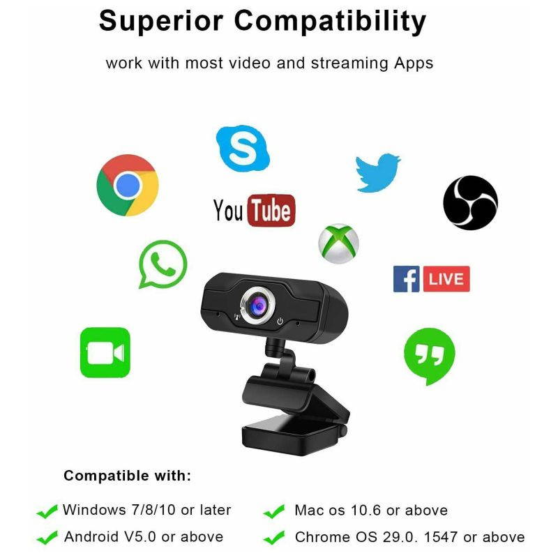 HD 1080P Webcam With Microphone USB Camera for PC/ Laptop/Desktop Video Call USB 2.0 HD Webcam Camera for Computer PC Laptop Video Microphone