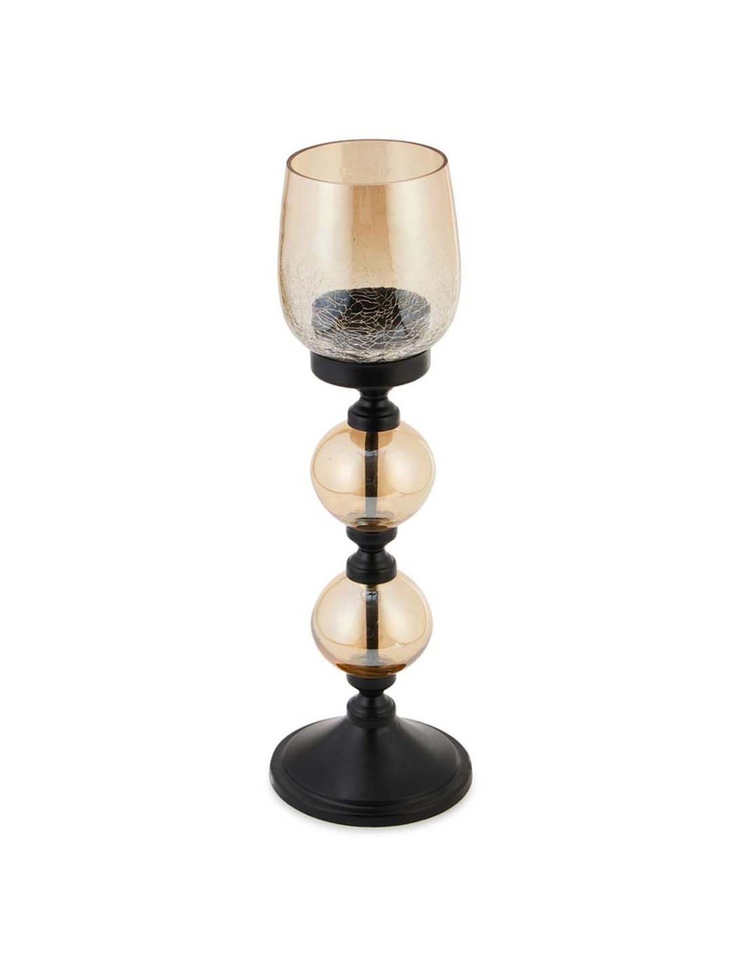Fabindia Home Kaushal Black Metal Small Candle Stand