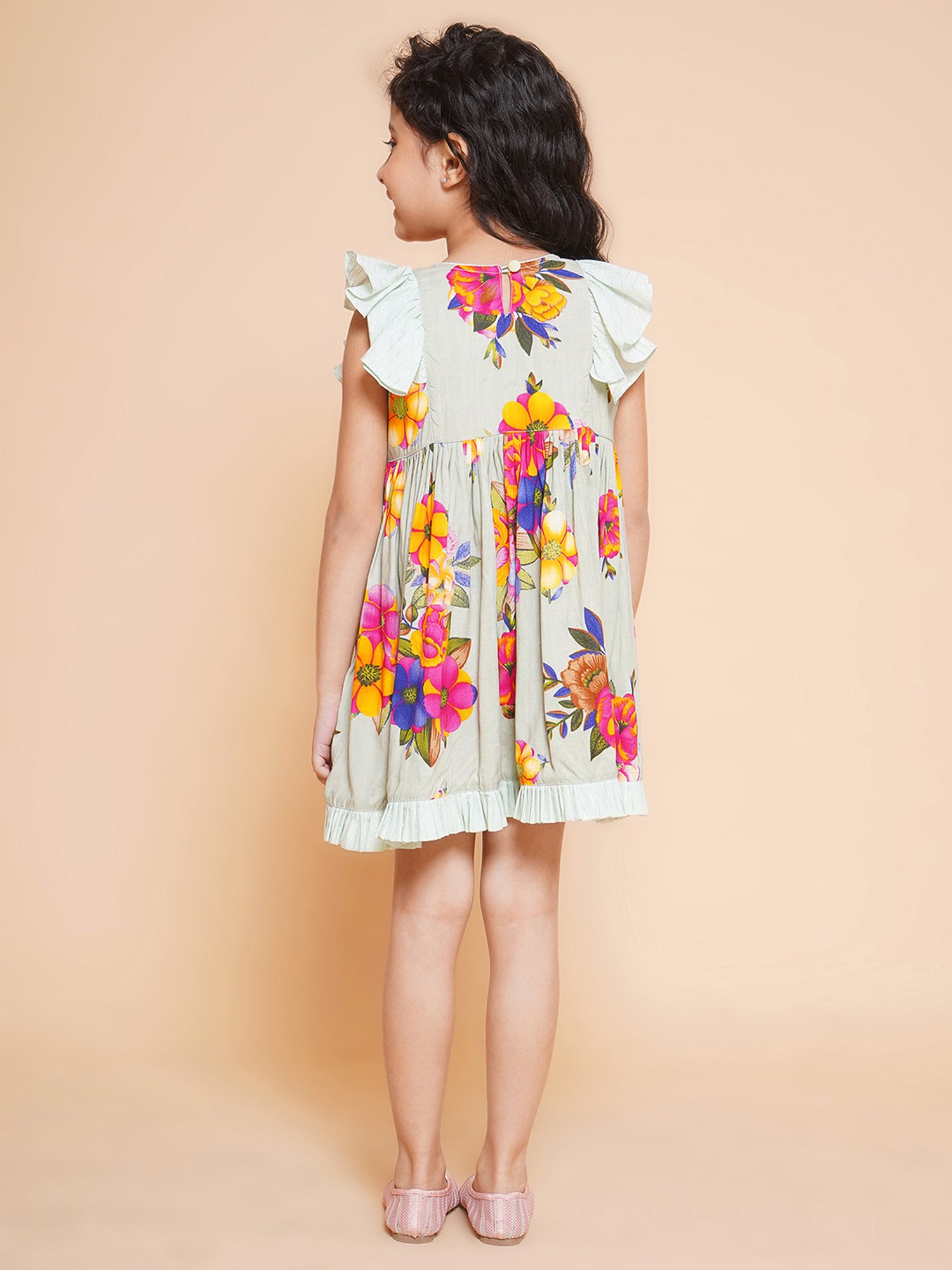 Little Bansi Kids Multicolor Floral Print Dress