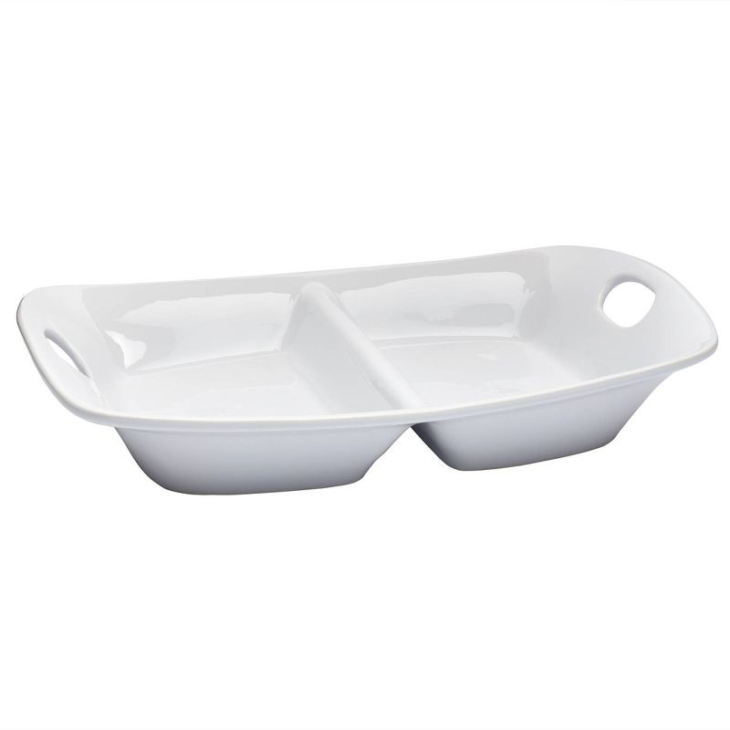 Stoneware 2-Section Rectangular Serving Platter with Handles - Tabletops Gallery