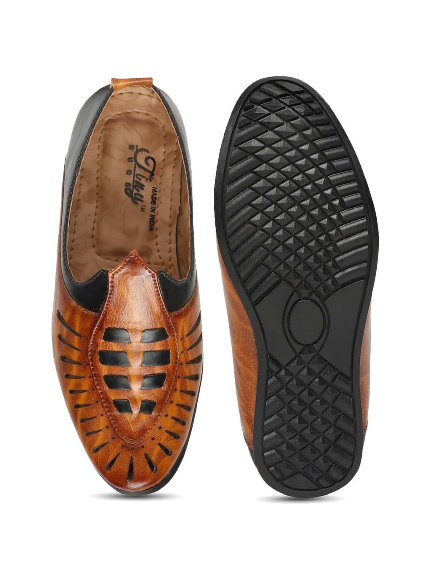 Tiny Bugs Kids Brown & Black Jutti