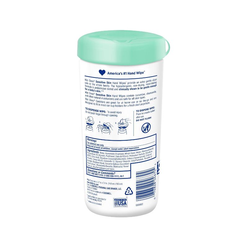 Wet Ones Sensitive Skin Hand Wipes Canister - Fragrance Free - 40ct