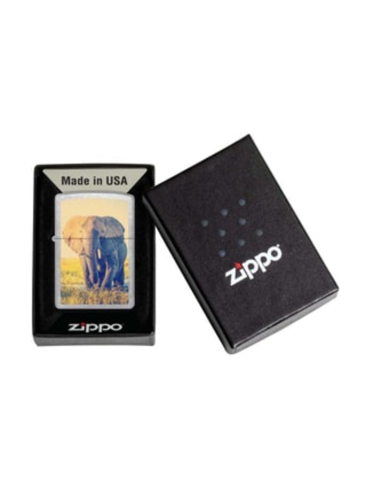 Zippo Elephant Graphic Silver Brass Windproof Pocket Lighter