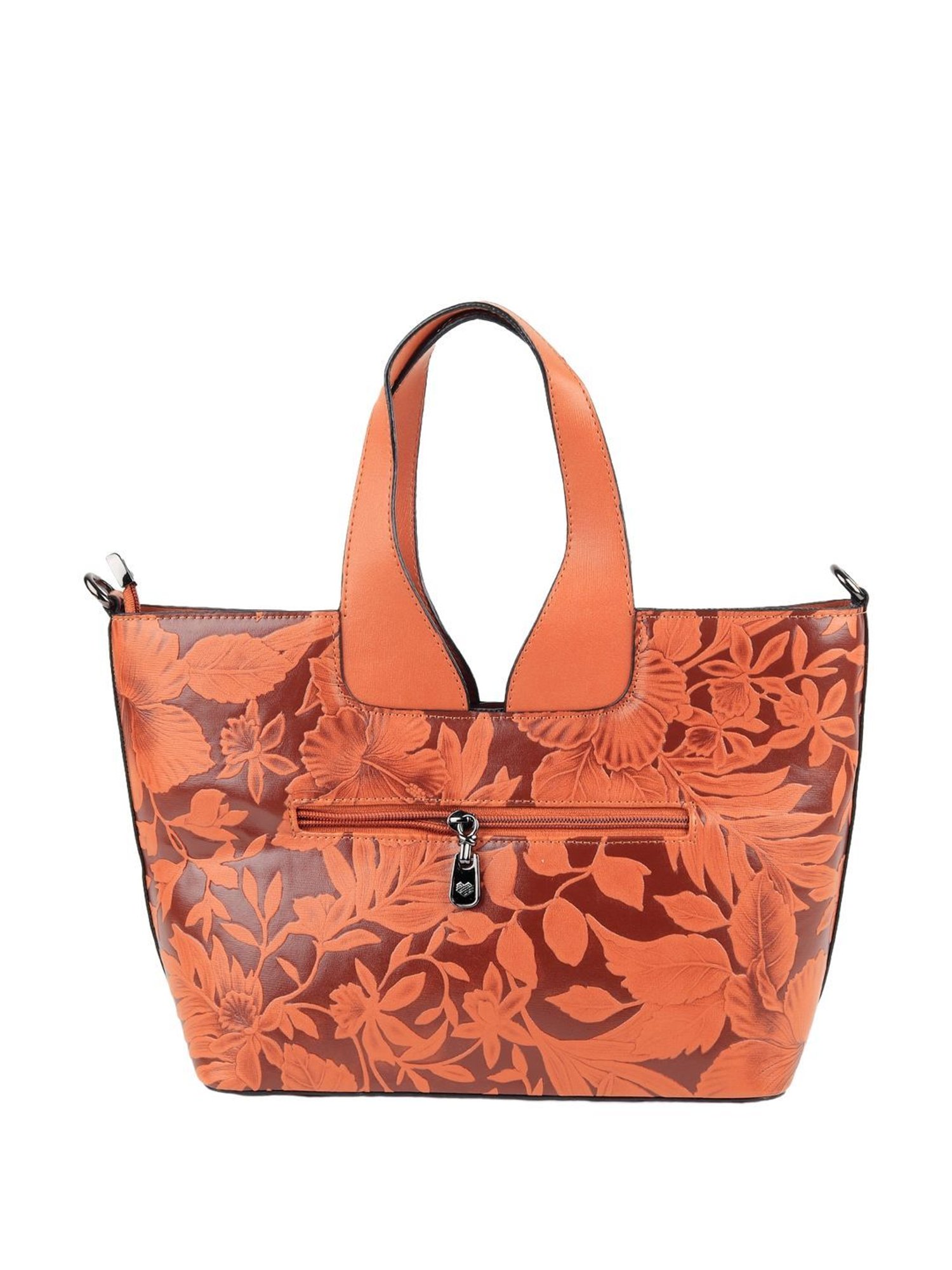Odette Orange & Brown Floral Tote Handbag
