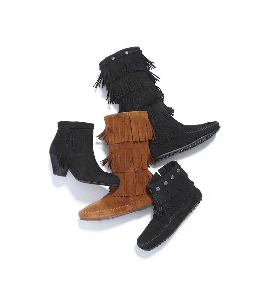 Minnetonka Women's Calf Hi 3-Layer Fringe Boots