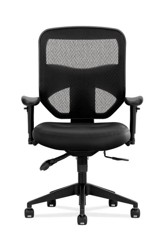 Prominent Mesh High-Back Task Chair Seat Glide 2-Way Arms Black Leather