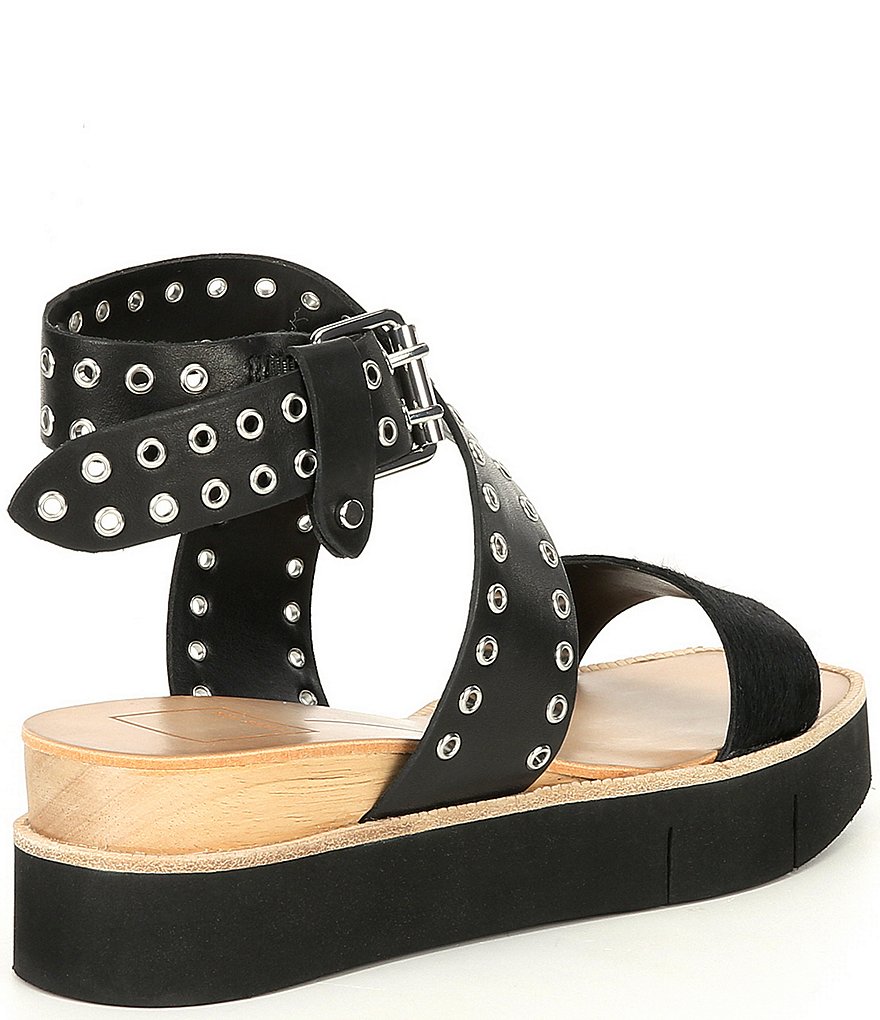 Dolce Vita Panko Stud Calf Hair Studded Leather Platform Sandals