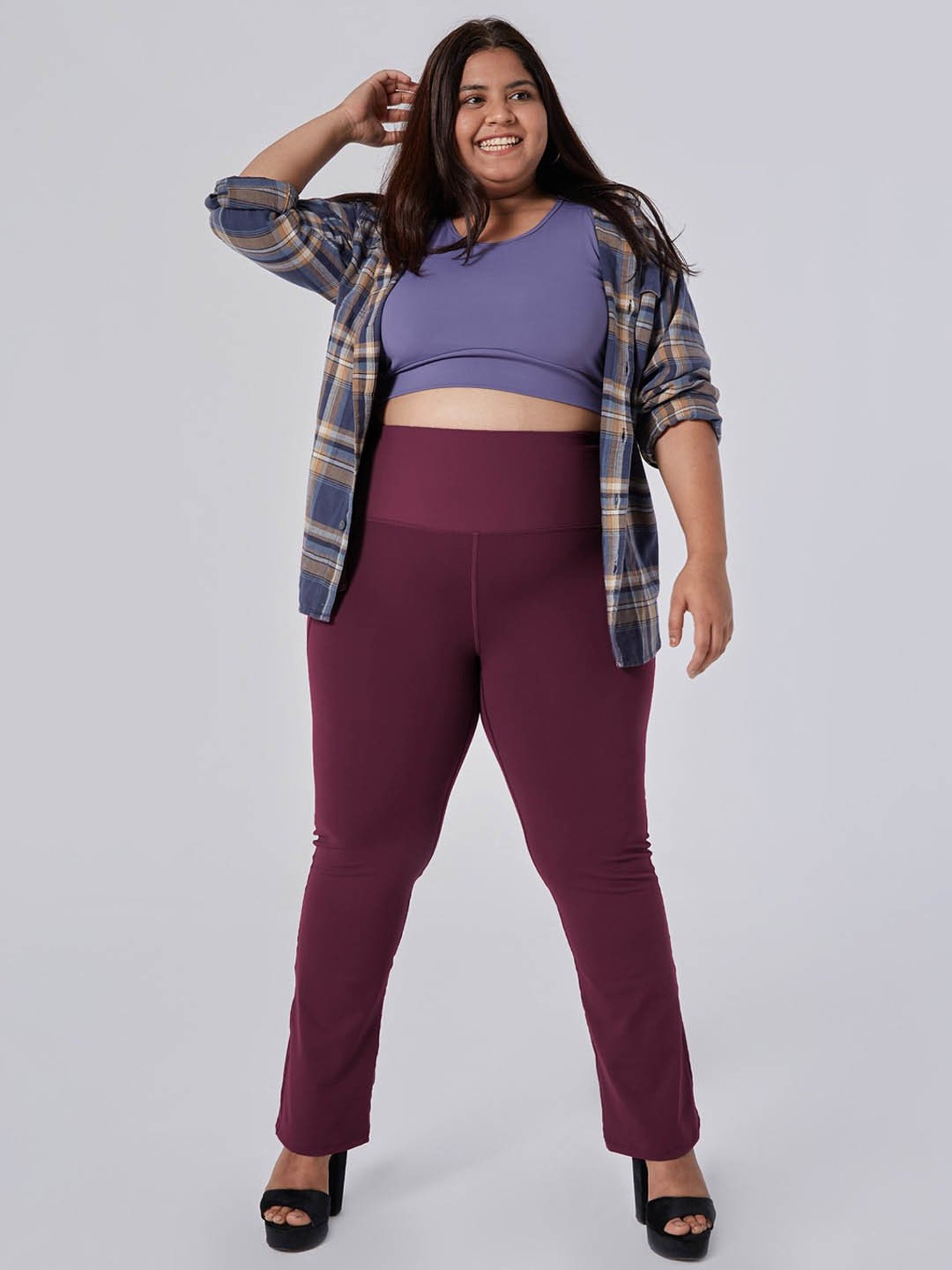 BlissClub Burgundy High Waist The Ultimate Flare Pants