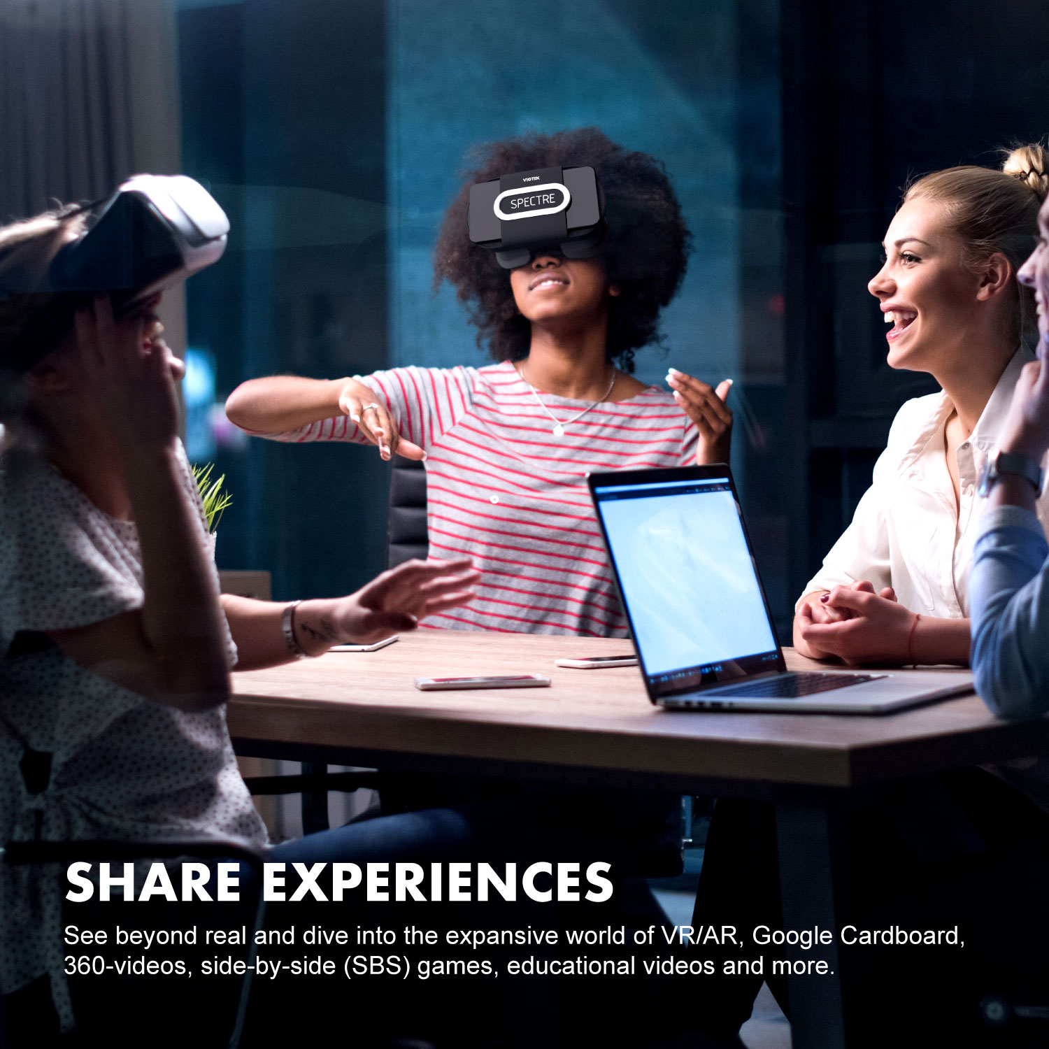 VIOTEK Spectre VR Headset for Smartphones (4.5 to 6 Inches) | Foldable, Lightweight & Comfortable for eLearning, Virtual Tours, At-Home Students | Adjustable IPD & Single Capacitive Button