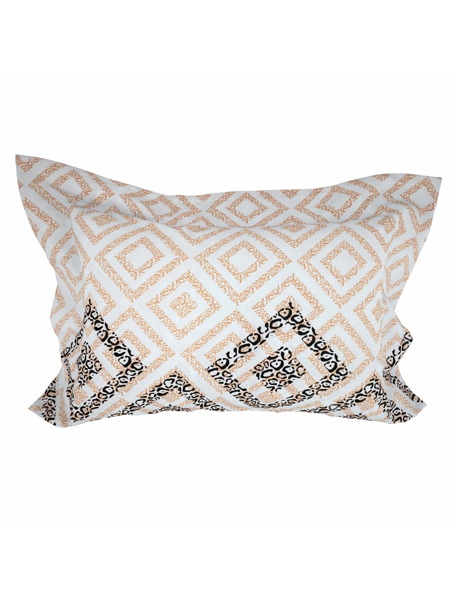 Welspun Geometric Beige 130 TC Microfiber Double Bedsheet with 2 Pillow Covers