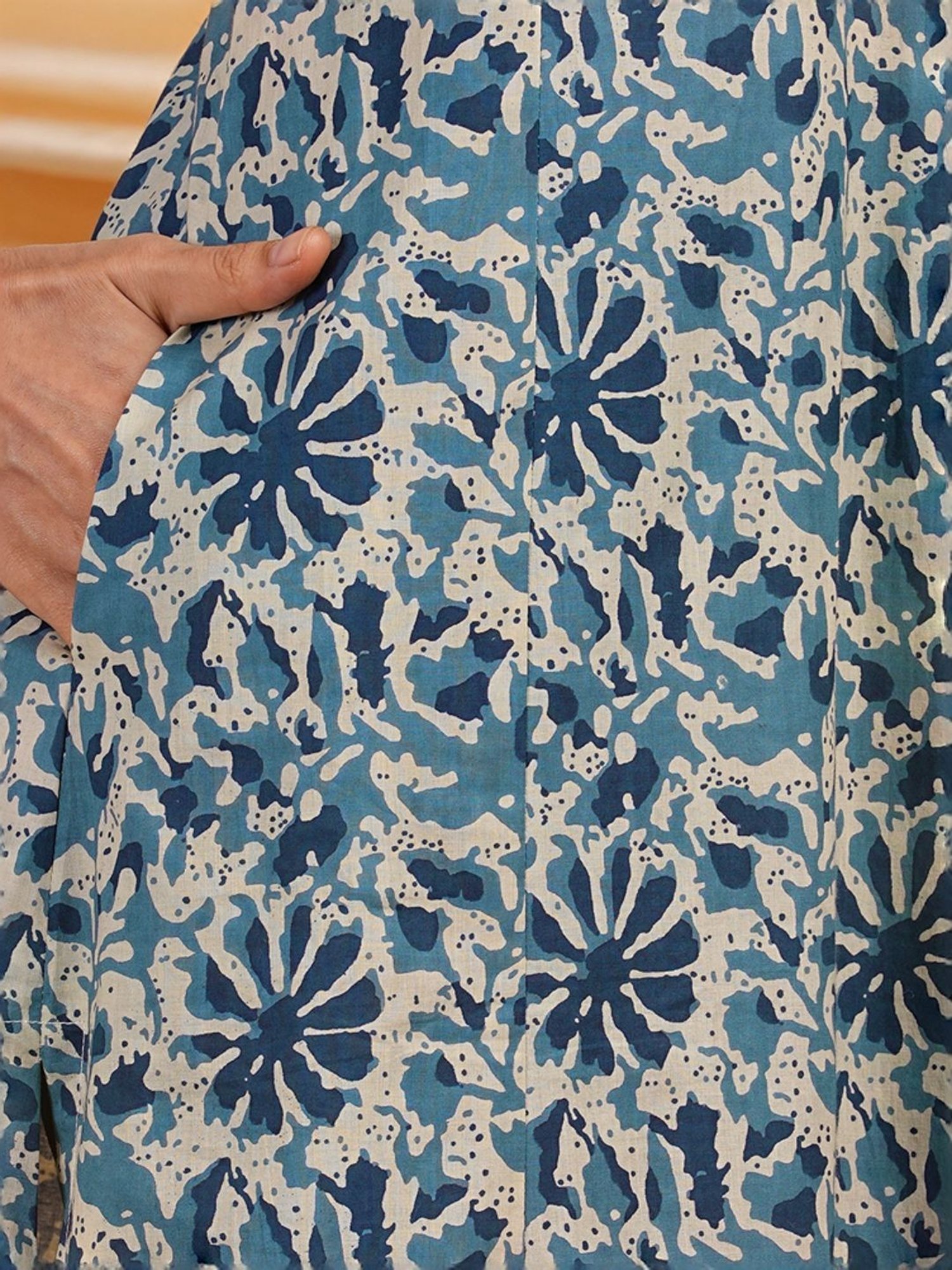 Kami Kubi Blue Cotton Printed A Line Kurta