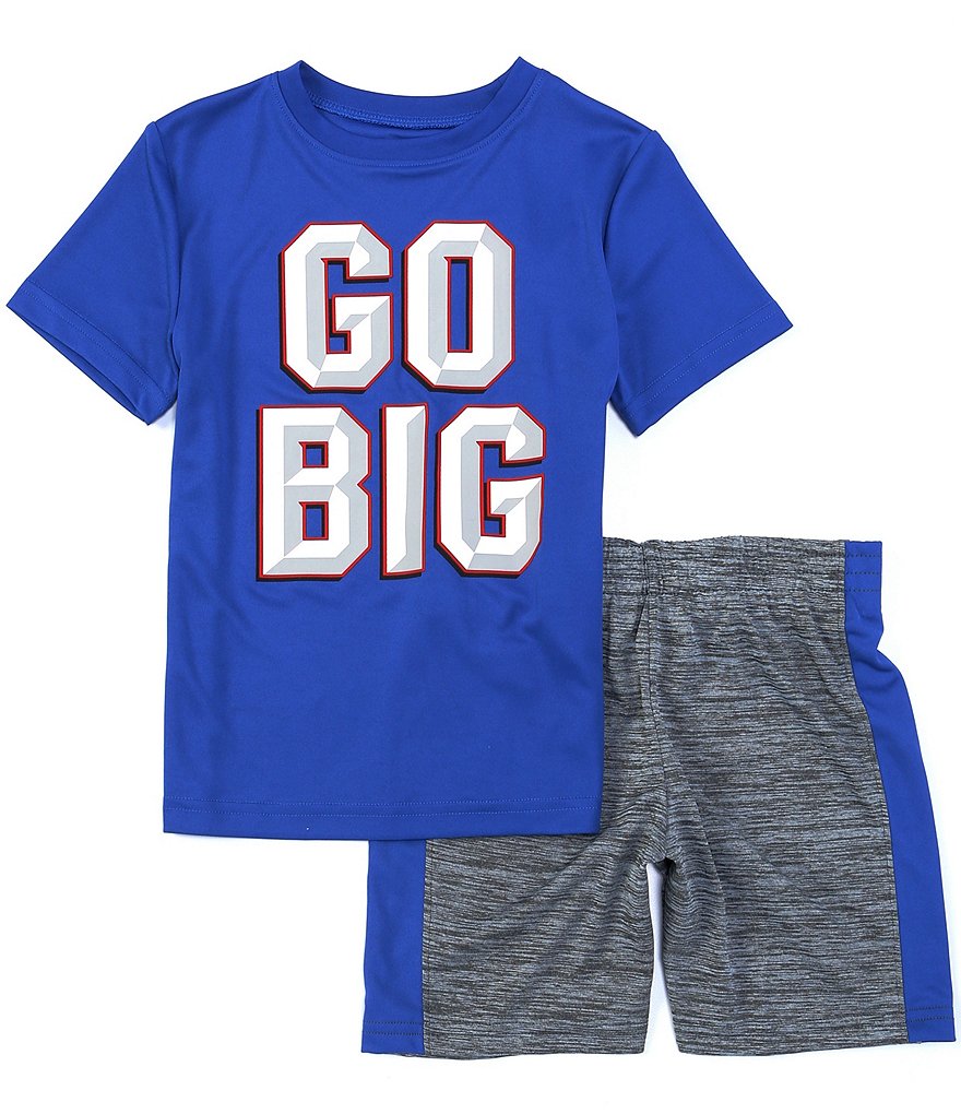 Kinetic by Class Club Little Boys 2T-7 Short-Sleeve Play Hard Performance Tee and Shorts Set
