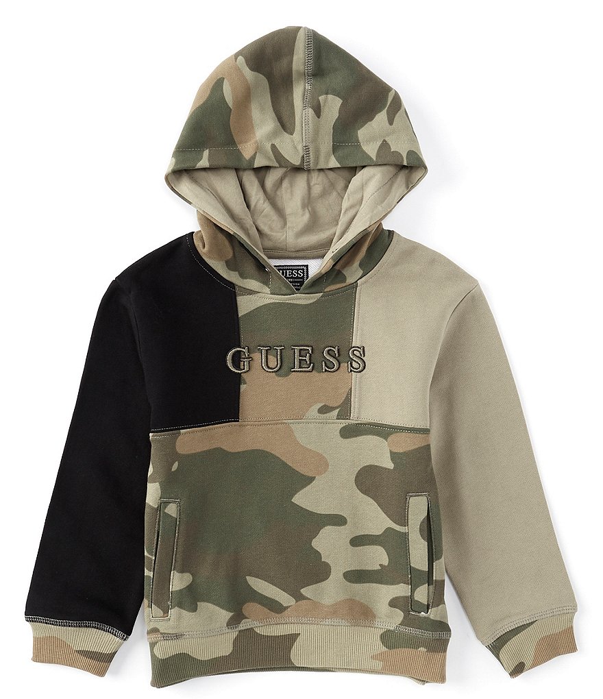 Guess Little Boys 2T-7 Long-Sleeve Guess Logo Color-Block Pull-Over Hoodie