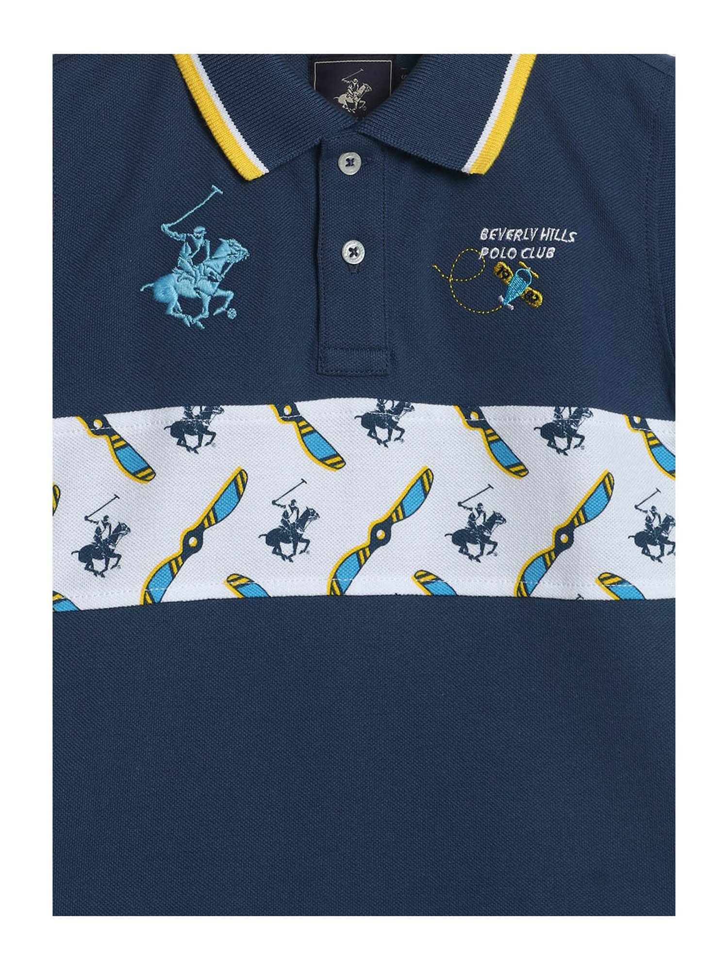 Beverly Hills Polo Club Kids Blue Printed Polo T-Shirt