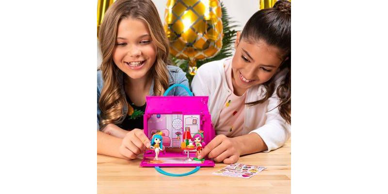 Party Popteenies Summer Pop Party Tutti Frutti Party Pop Gift Bag with Collectible Dolls Mini Furniture and Confetti