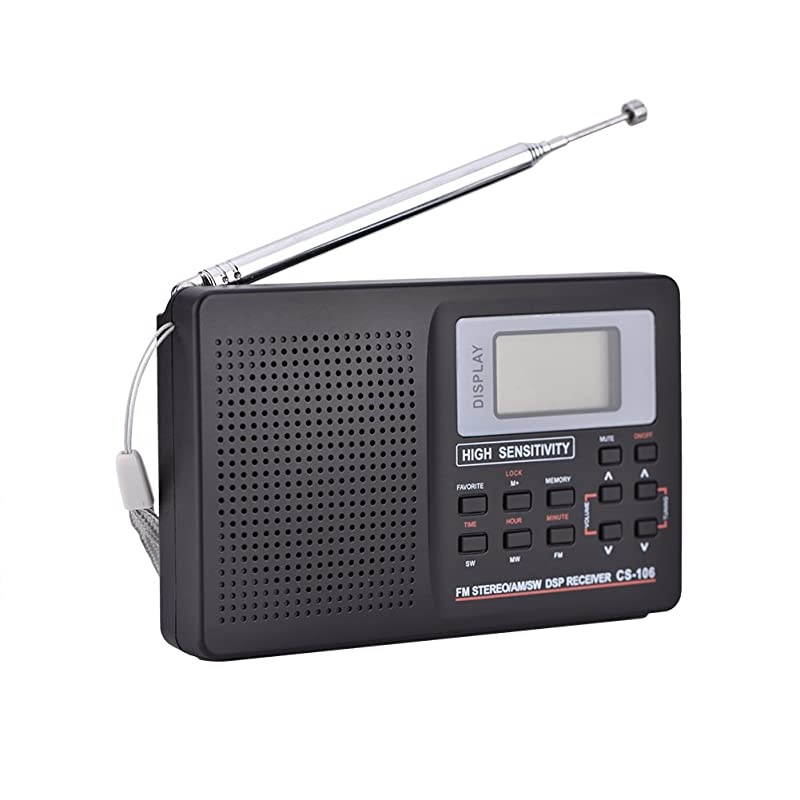 Digital AM FM Stereo Radio FM/AM/SW/LW/TV Sound Digital Tuning Full-Band Radio Receiver with Alarm Clock, Radio AM FM Radio SW Petite with Mute State/Frequency Lock (Step Value 10k)