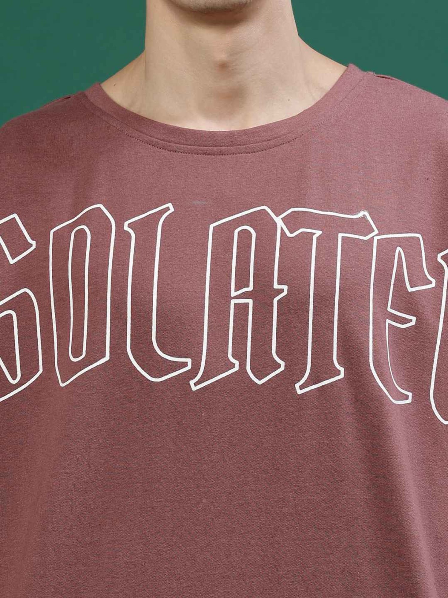 Rigo Mauve Cotton Loose Fit Printed T-Shirt