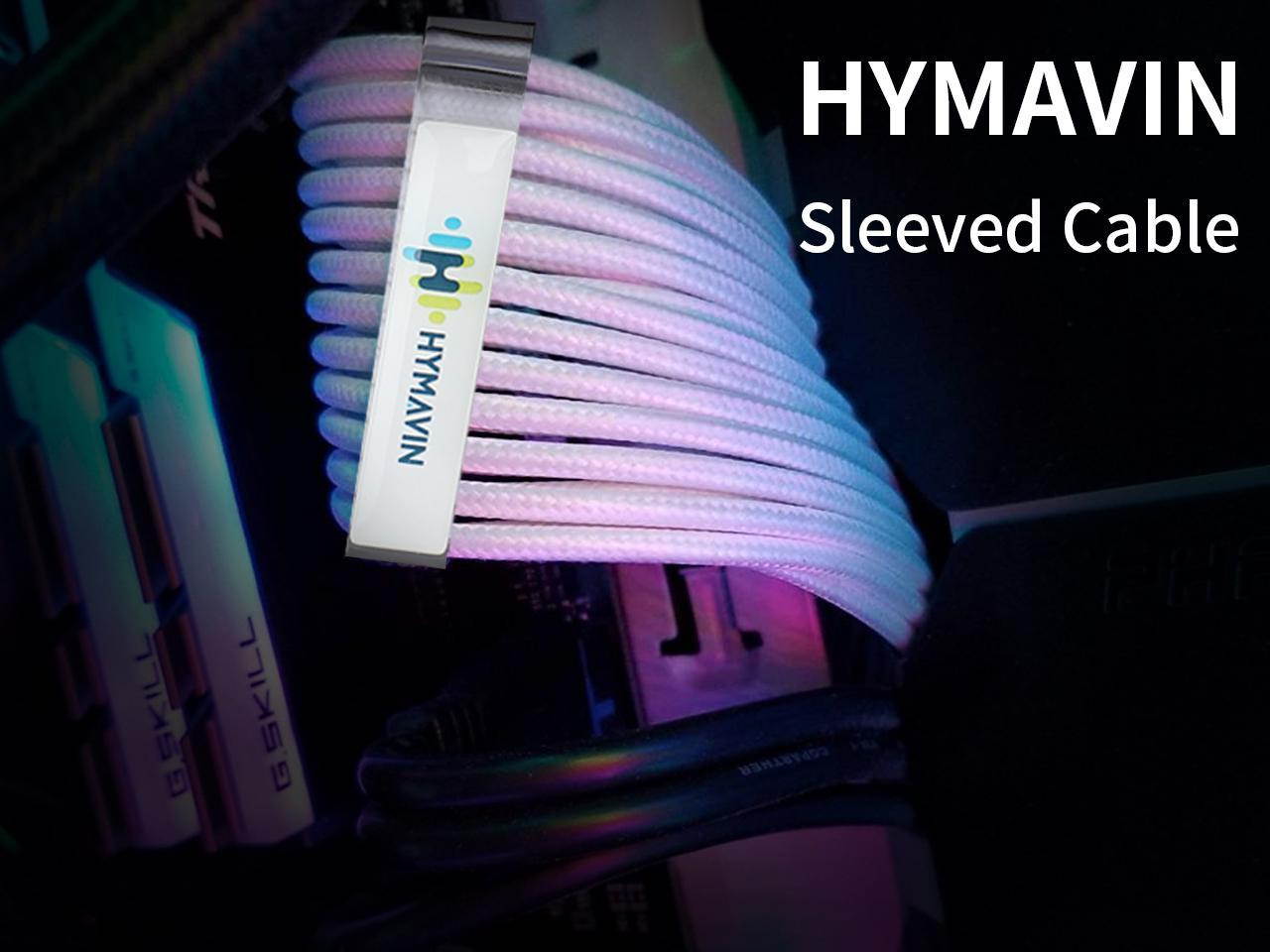 PSU Extension cable,HYMAVIN PSU Sleeved Cable, 16AWG Braided ATX EPS PCI-E Extension Cable Kit with Combs for CPU GPU Power Supply Unit 30CM,3*(6 + 2) pin, 2*(4 + 4) pin, 24 pin ATX extension,Black