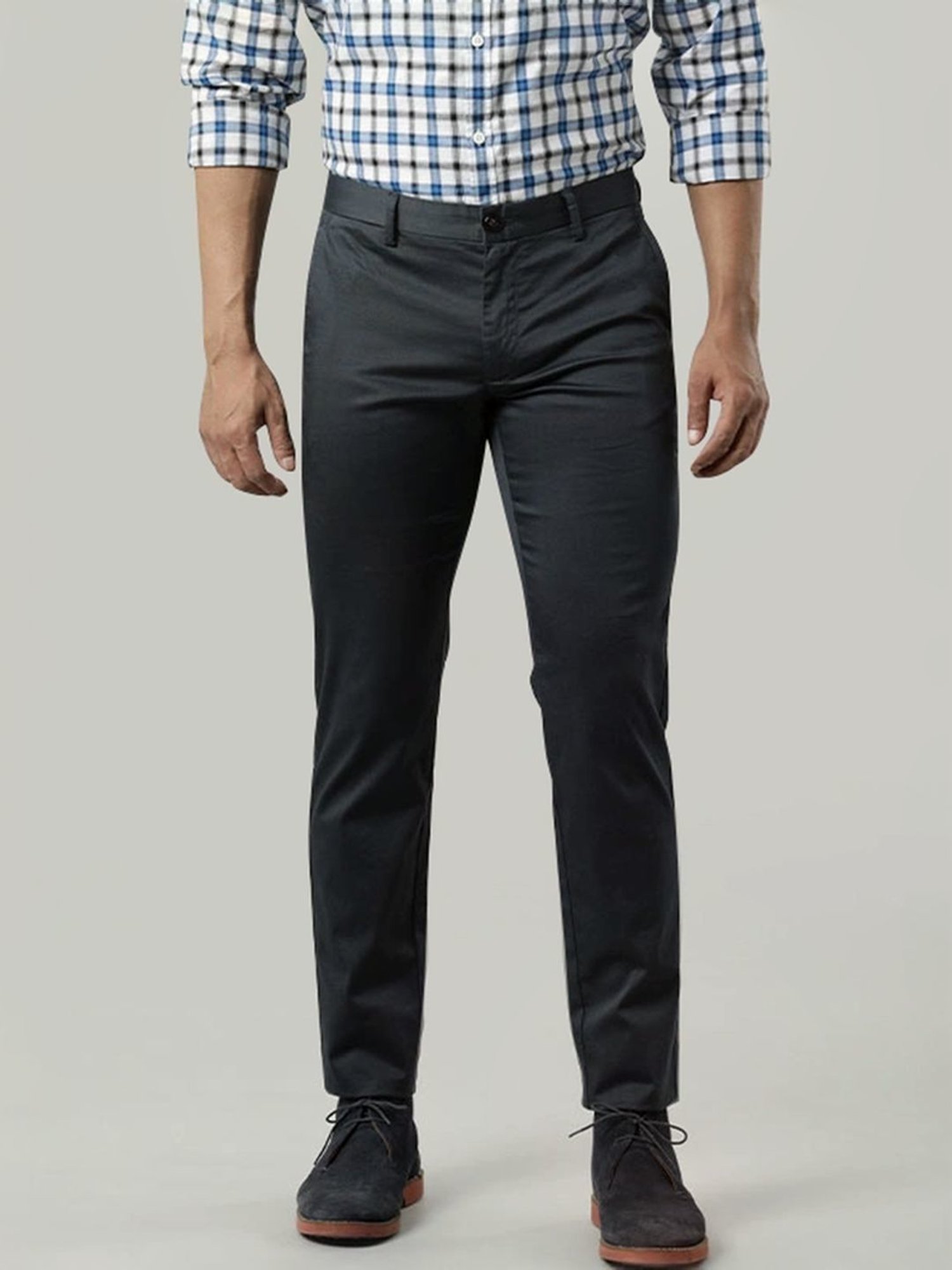 Indian Terrain Grey Slim Fit Trousers