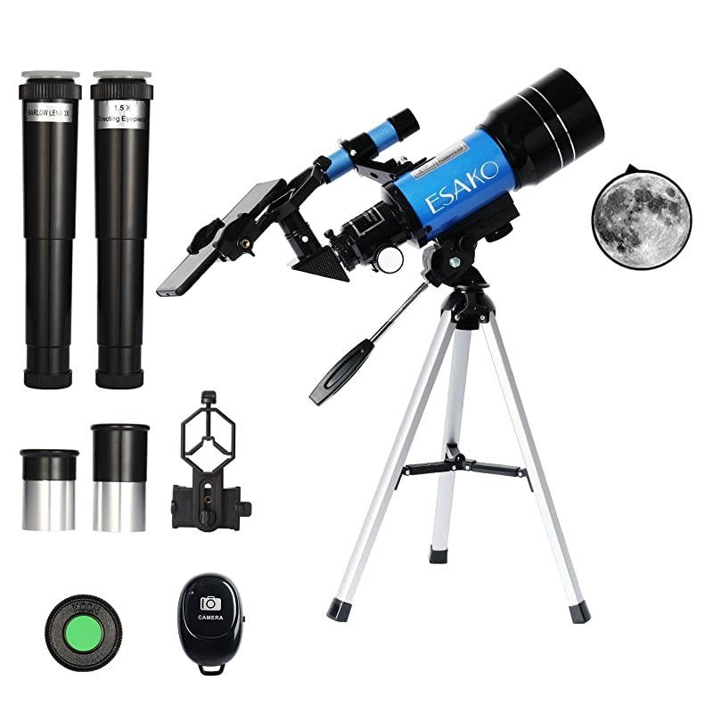 Telescope for Kids Beginners 70mm Portable Astronomical Telescopes with Phone Mount Remote Control