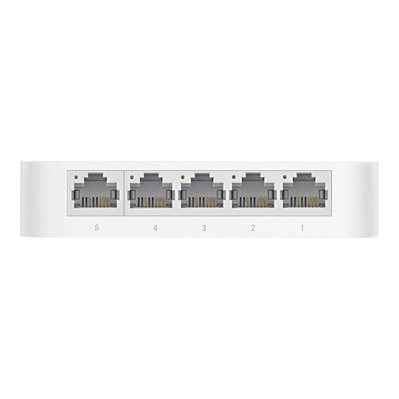5 Port 10100 Mbps Fast Ethernet Switch | Desktop Ethernet Splitter | Ethernet Hub | Plug Play | Fanless Quiet | Desktop Design | Green Technology | Unmanaged TLSF1005DWhite
