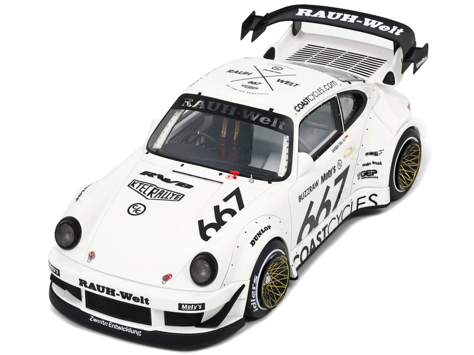 RWB Bodykit "Coast Cycle" White with Graphics 1/18 Model Car by GT Spirit