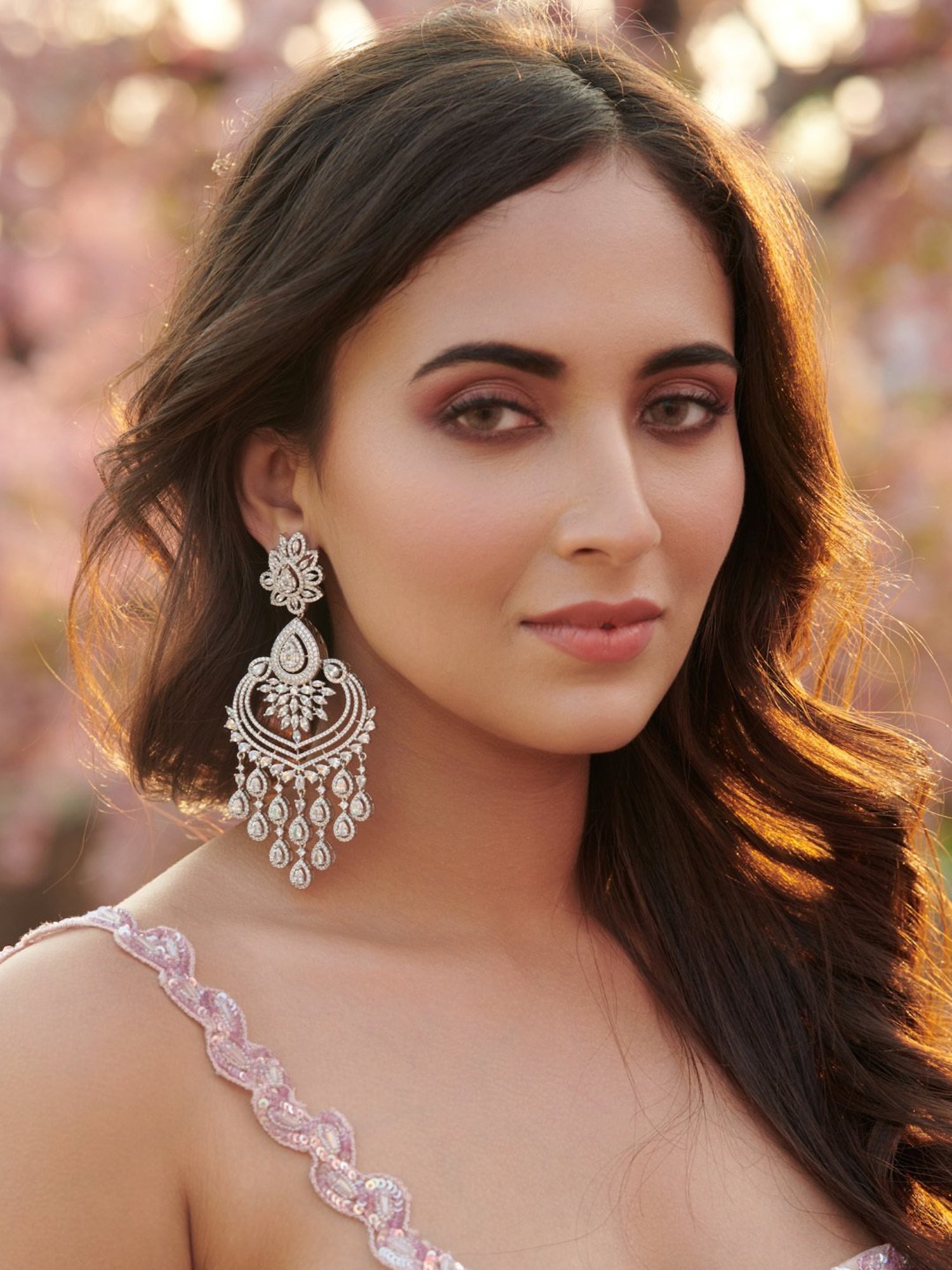 Curio Cottage Cubic Zirconia Diamante Drops White Chandelier Earrings