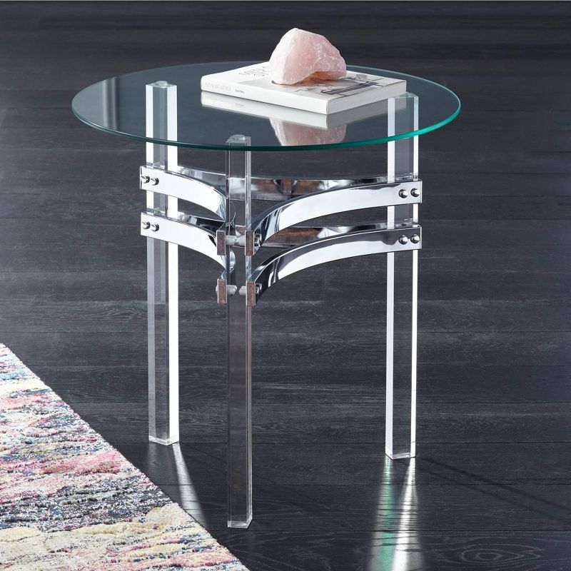 Studio 55D Serenity 23 3/4" Wide Glass and Clear Acrylic Accent Table