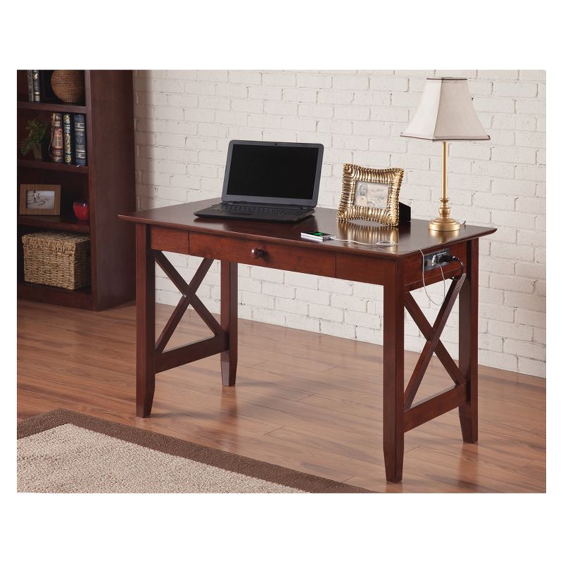 Writing Desk Modern Feel USB Charger Walnut - Atlantic Furniture