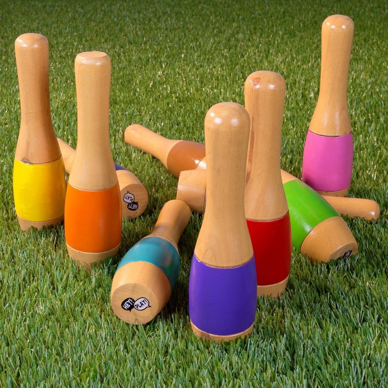 Hey! Play! Tall 9.5" Wooden Lawn Bowling Game