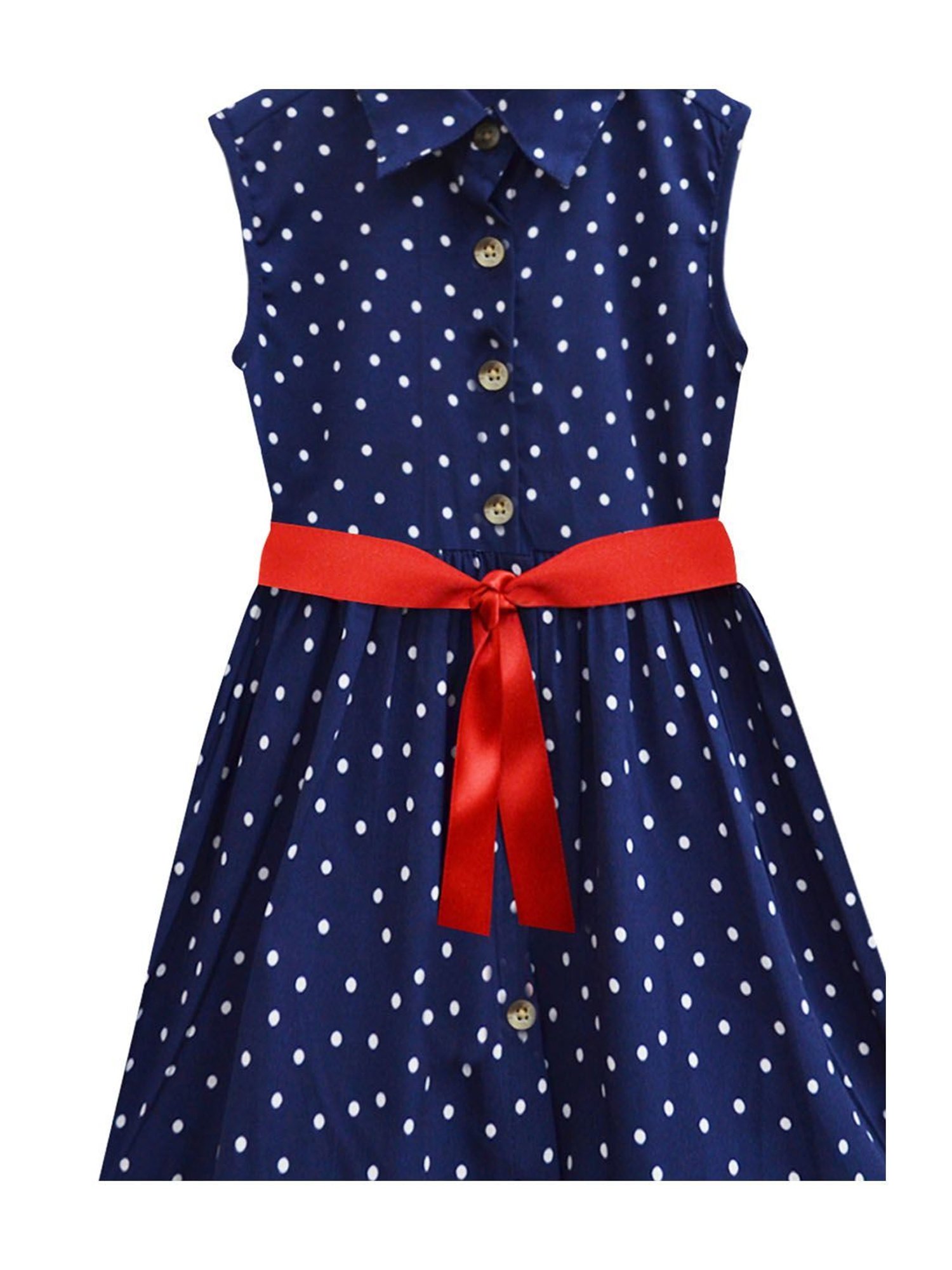 A.T.U.N. Girls Navy & White Printed Shirt Dress