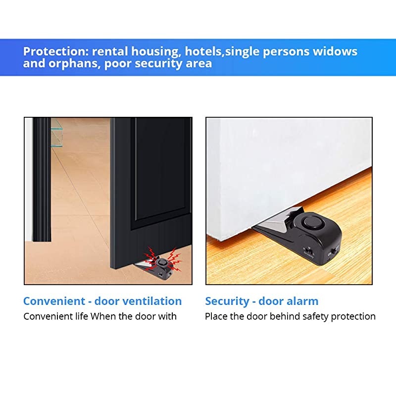 Upgraded Door Stop Alarm 3-Pack, Door Stoppers Security Alarm with 120 dB - Great Gift for Traveling Hotel Home Apartment Door Stopper Security Tools