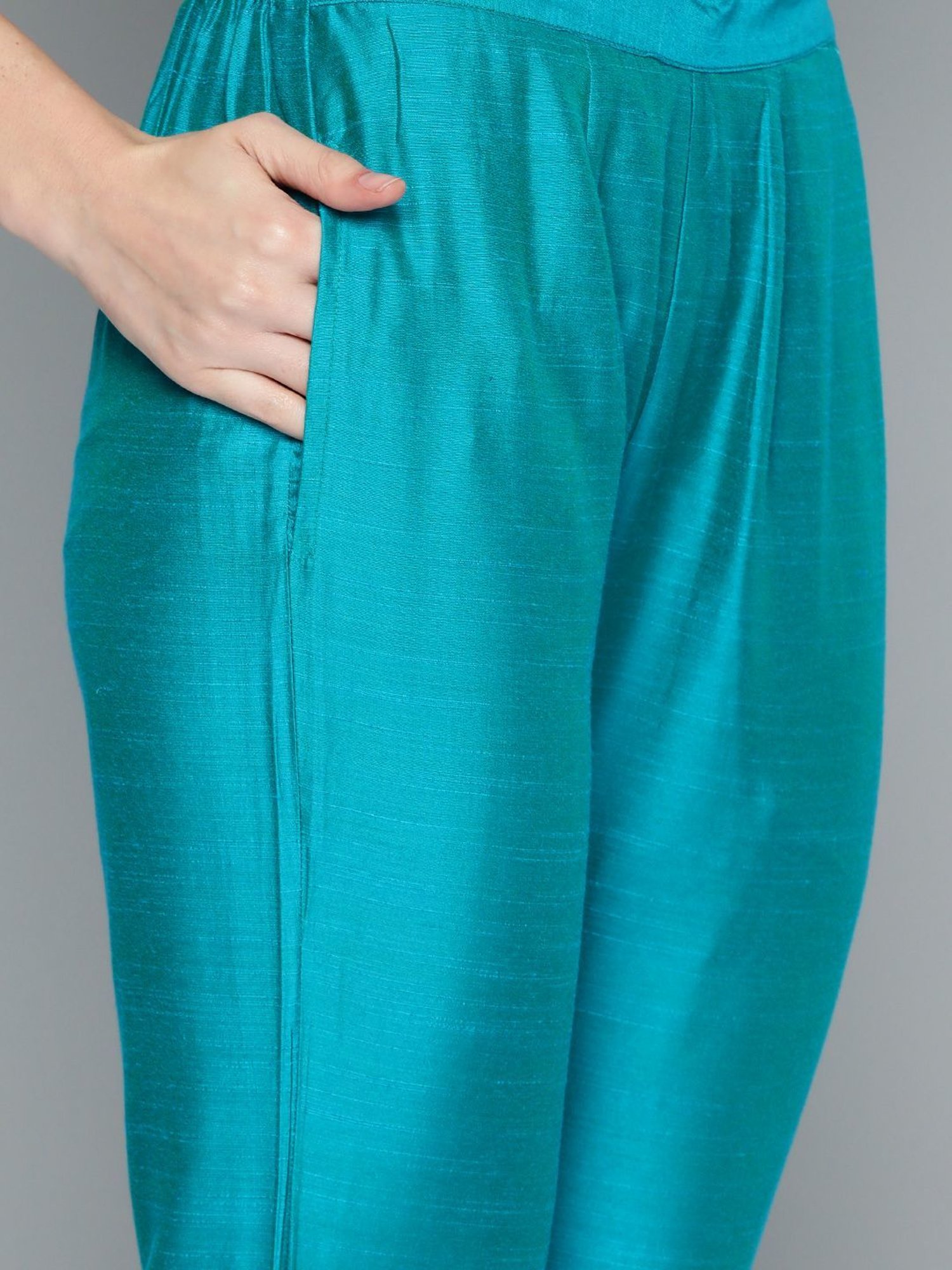 Jompers Blue Embroidered Kurta Pant Set With Dupatta