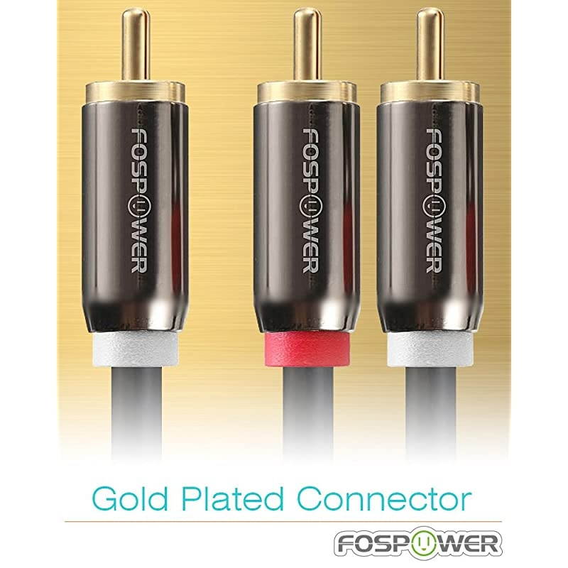 RCA YAdapter 3 Feet 1 RCA Male to 2 RCA Male Short Y Splitter Digital Stereo Audio Cable for Subwoofer Home Theater HiFi Dual Shielded | 24K Gold Plated