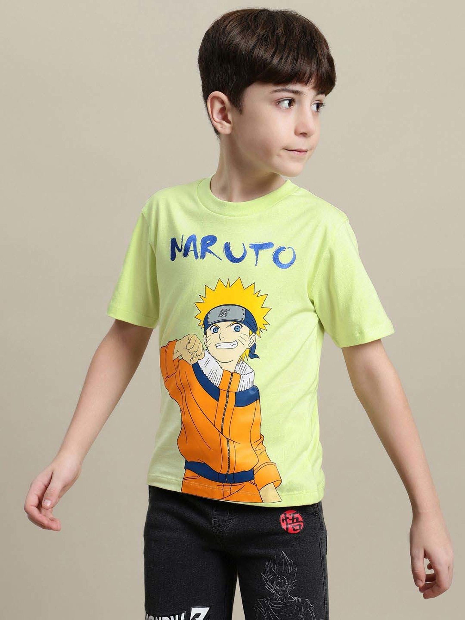 Kidsville Boys Green Cotton Printed T-Shirt