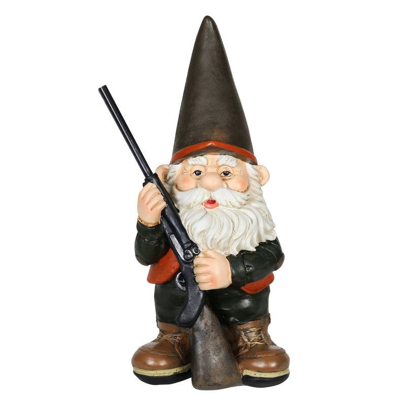 13.39" Resin Hunting Harry Garden Gnome Brown- Exhart