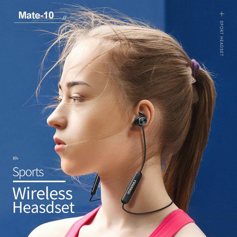 FineBlue Mate 10 magnetic wireless bluetooth headset neckband sport headphone stereo bass earphone for iphone XR HUAWEI P20 UM (Black)