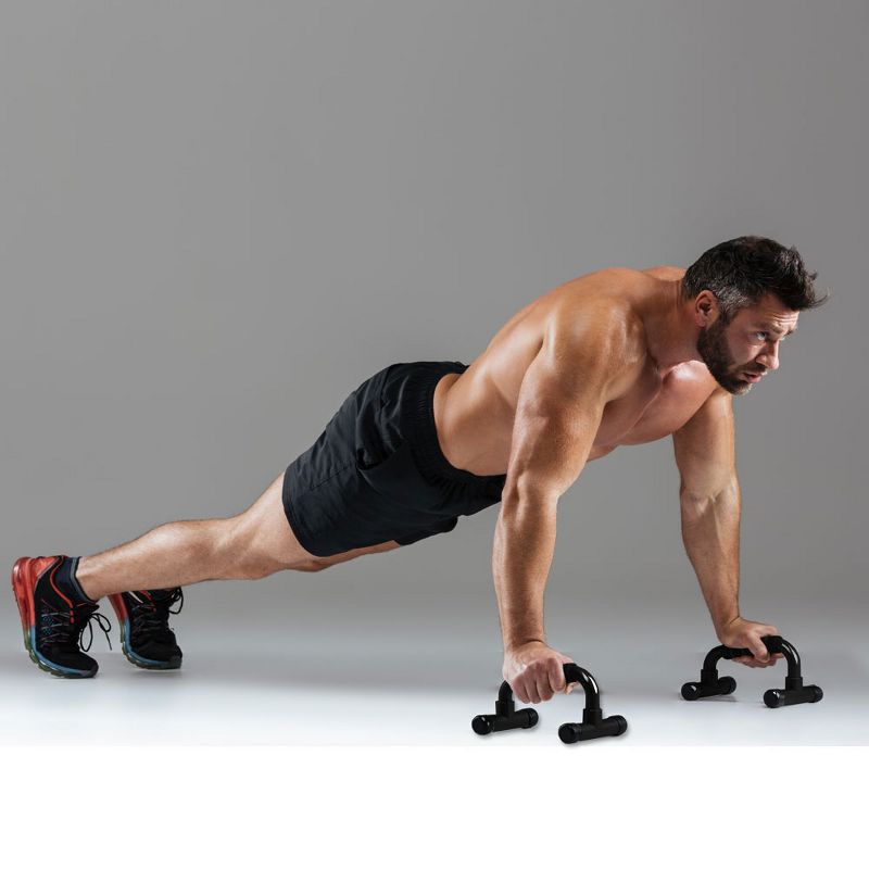 Holahatha Easily Portable Compact Non Slipping Exercise Fitness Strength Building PVC Constructed Workout Push Up Wide Handle Bars