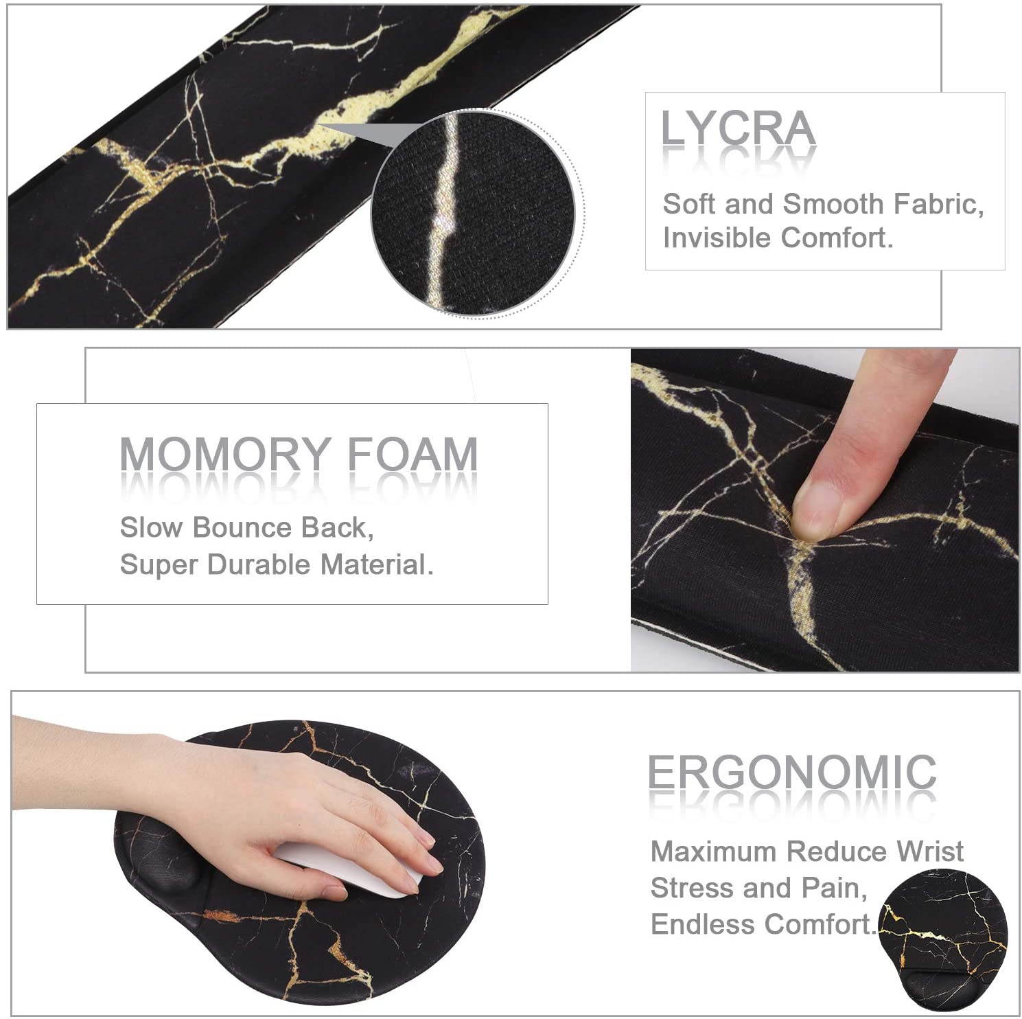 Balight Non Slip Keyboard Wrist Rest Pad and Mouse Wrist Rest Support For Gaming,Office, Computer, Laptop, & Mac - Durable & Comfortable & Lightweight For Easy Typing&Pain Relief