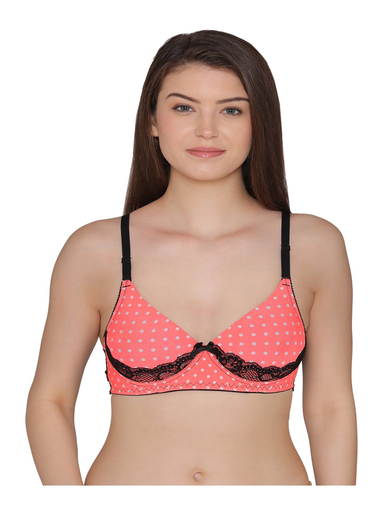 Clovia Orange Non-Wired Padded Seamless Bra