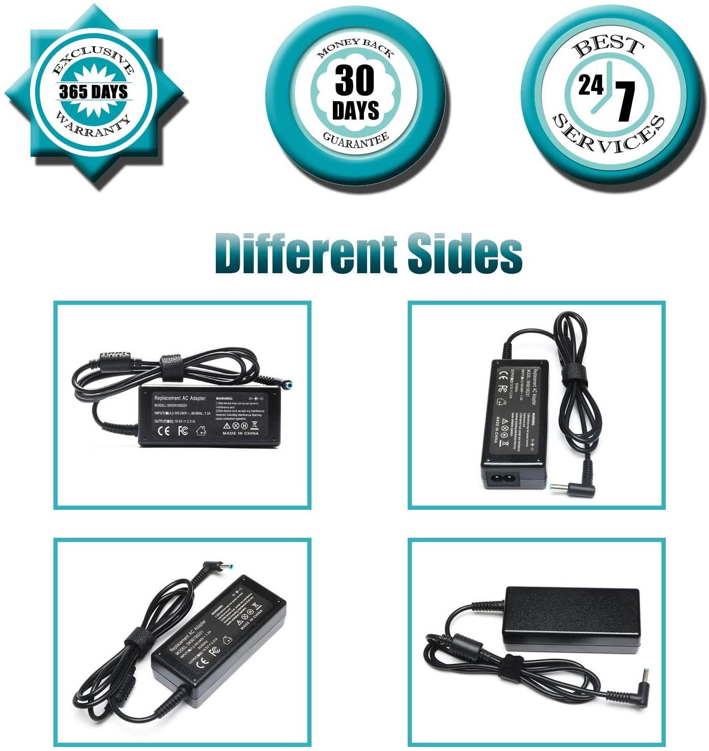 19.5V 2.31A 45W Ac Laptop Charger for HP Pavilion 15-cs 15-cc Series 15-cc023cl 15-cp0053cl 15-cs3073cl 15-cs0072wm 15-cs0051wm 15-cs3073cl 15-cs3153cl 15-cc001na Power Supply Cord