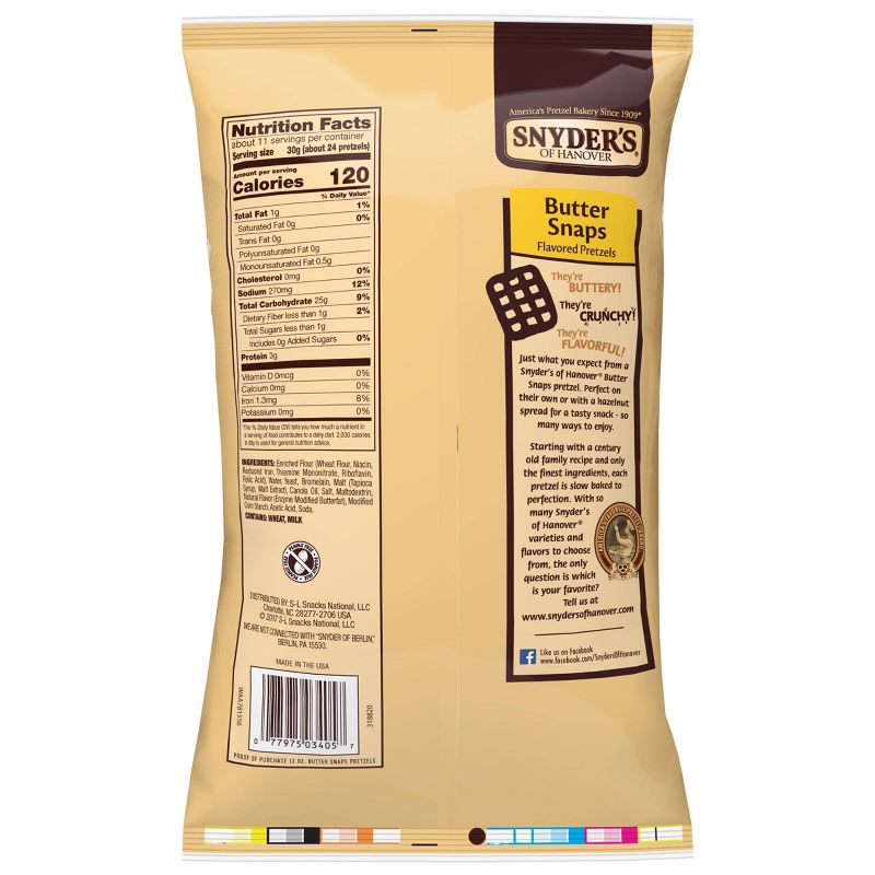 Snyder's Of Hanover Pretzels - Butter Snap - 12oz