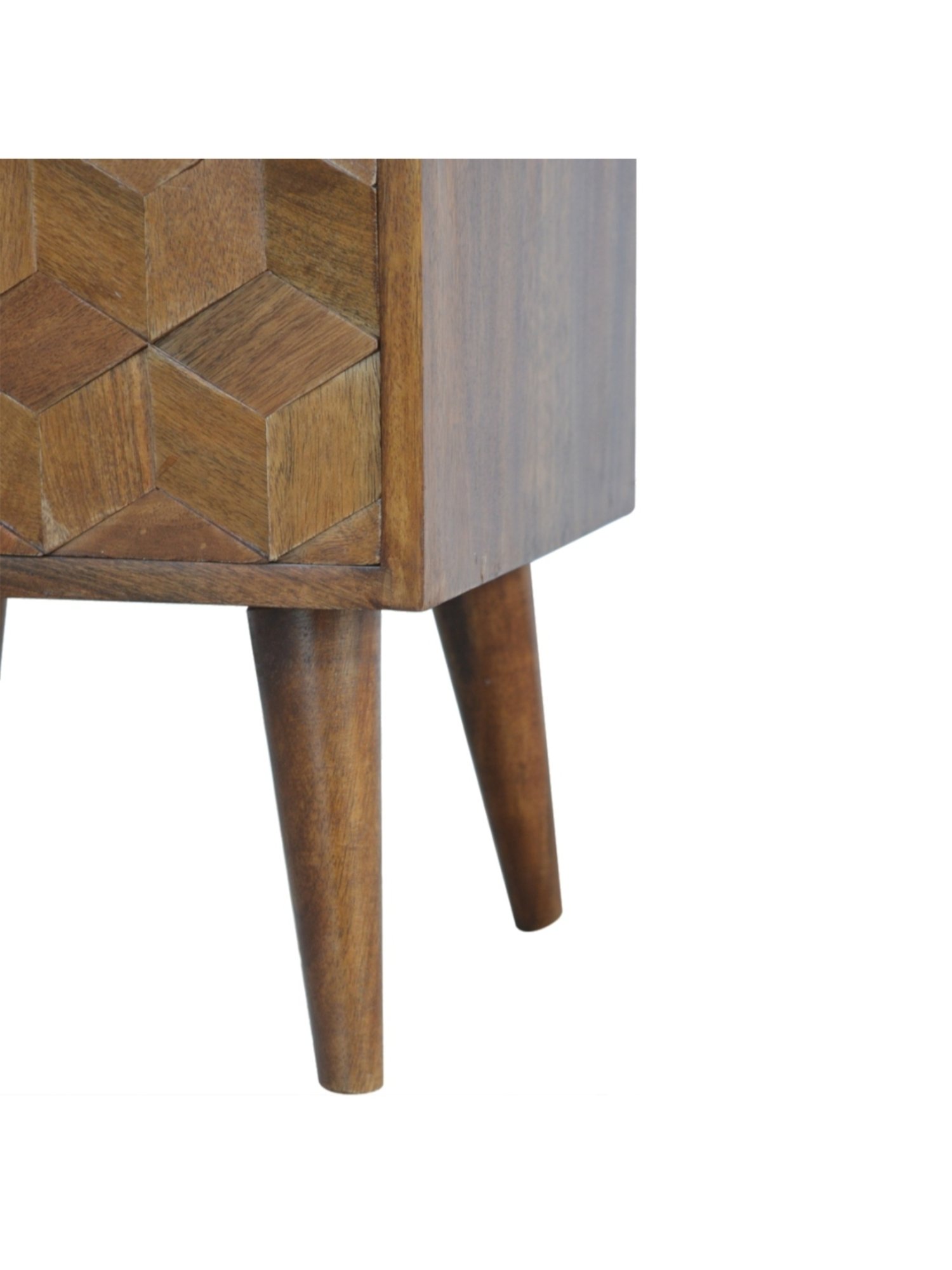 Artisan Furniture Solid Brown Mango Wood Side Table Chestnut Finish