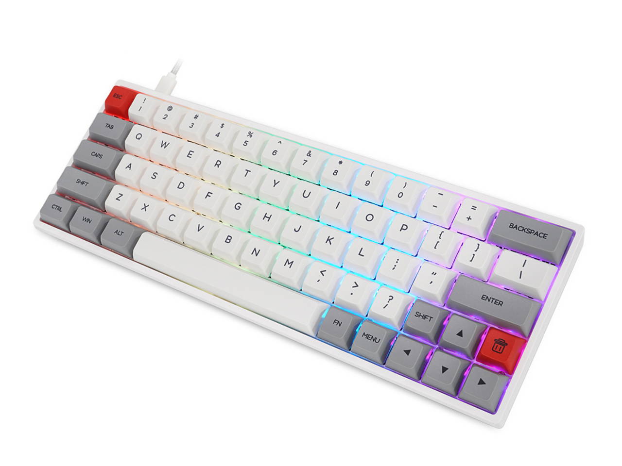 SK64 64 Keys Wired Mechanical Keyboard Gaming Keyboard with RGB Backlit, PBT Keycaps, Arrow Keys, IP6X Dustproof Waterproof Hot Swappable for Win/Mac/Gaming(Mechanical Optical Axis:Brown/Red )