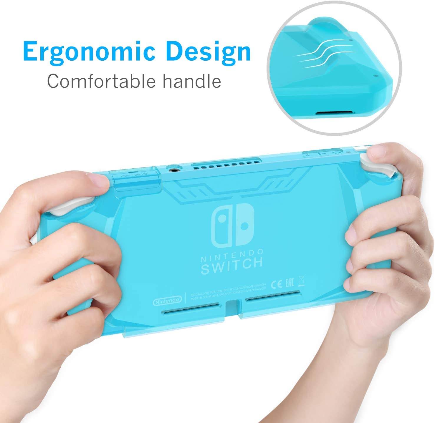 HEYSTOP Case for Nintendo Switch Lite, Soft TPU Protective Case Cover for Nintendo Switch Lite with Switch Lite Tempered Glass Screen Protector and Thumb Stick Caps (Blue)