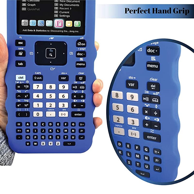 Silicone Skin for Ti Nspire CX/CX CAS Handheld (Blue) w/Screen Protector - Silicon Cover Case for Ti-Nspire CX Hand held Graphing Calculator - Protective & Anti-Scretch Skins & Screen Covers