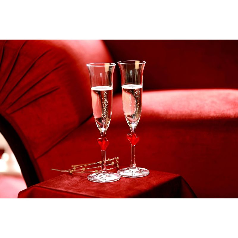 6.3oz 2pk Glass L'Amore Red Heart Flute Drinkware Set - Stolzle Lausitz