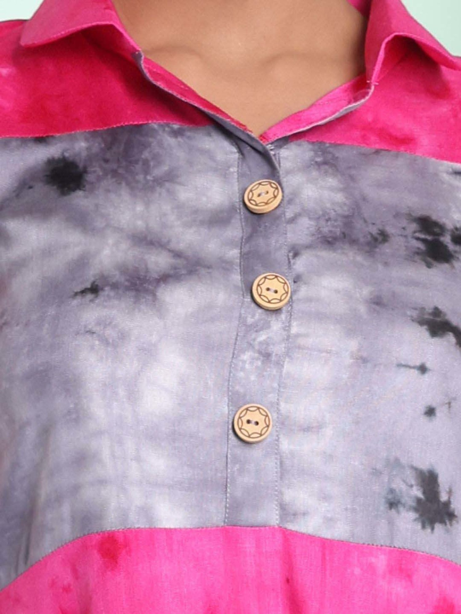 CHARUKRITI Pink & Grey Printed A-Line Dress