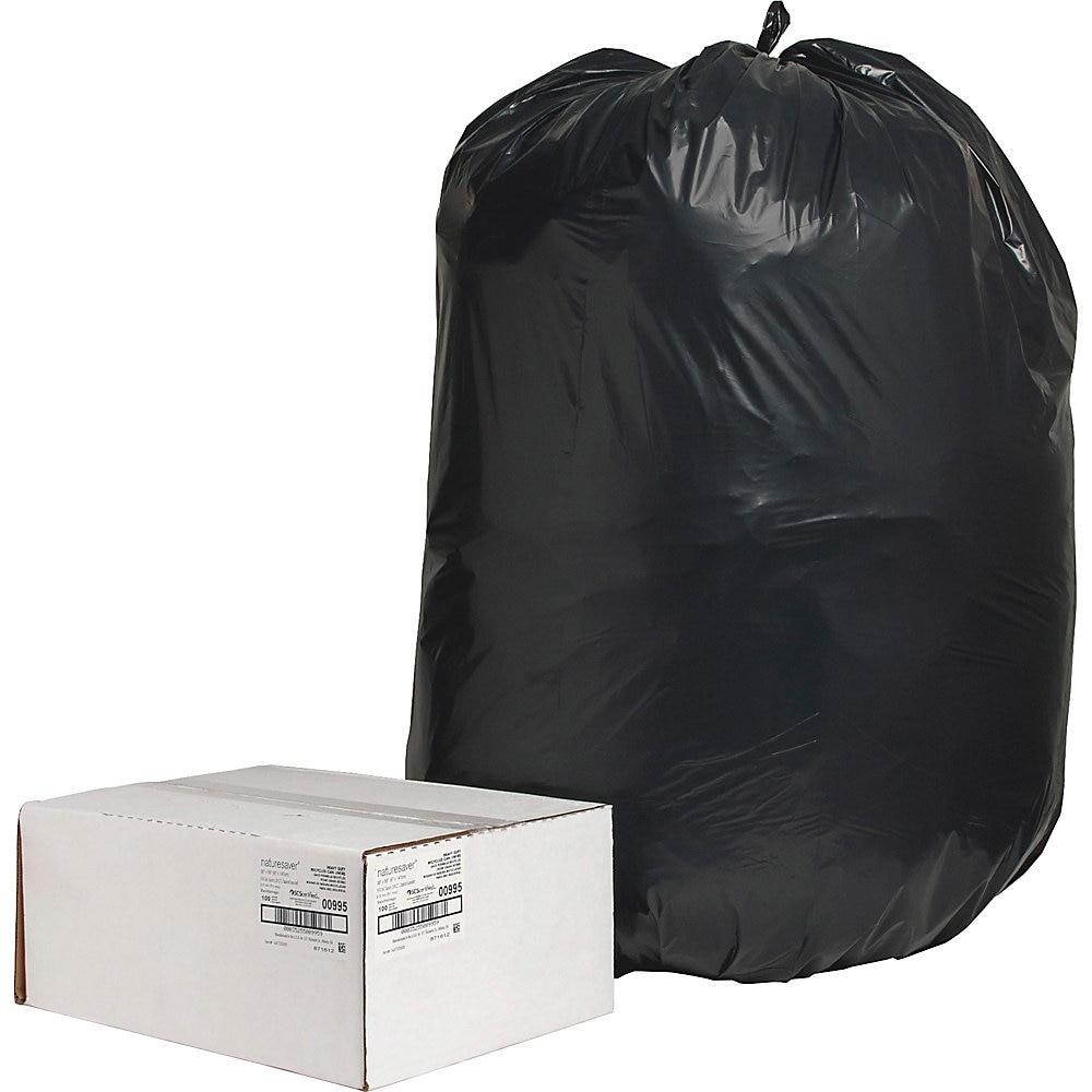Nature Saver Trash Can Liners Rcycld 55-60 Gal 2.0mil 38"x58" 100/BX BK 00995